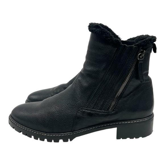 Stuart Weitzman Stormy Faux Fur Leather Zipper Lug Sole Women Ankle Booties 9.5 - Picture 5 of 13